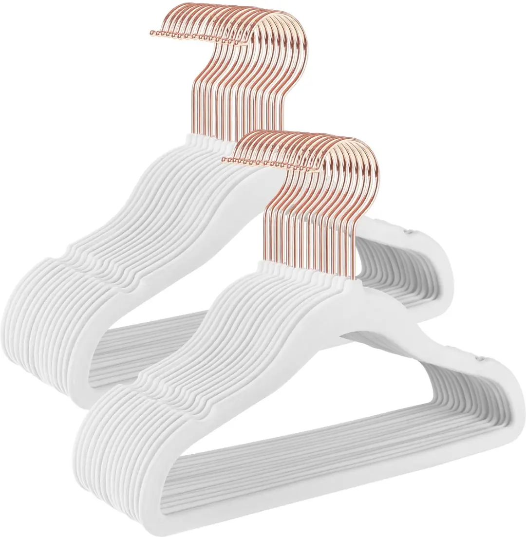 Songmics Kinderkleerhangers 50 Stuks - Fluweel - 360° Draaibare Haak