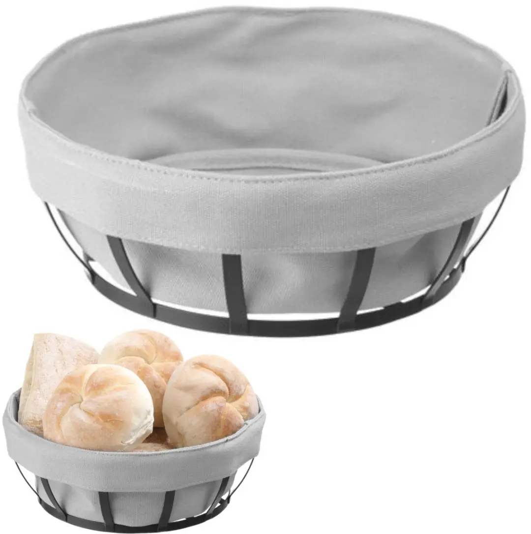 HENDI Rond Broodmandje met Wasbare Zak - 220x220x80mm - Zwart