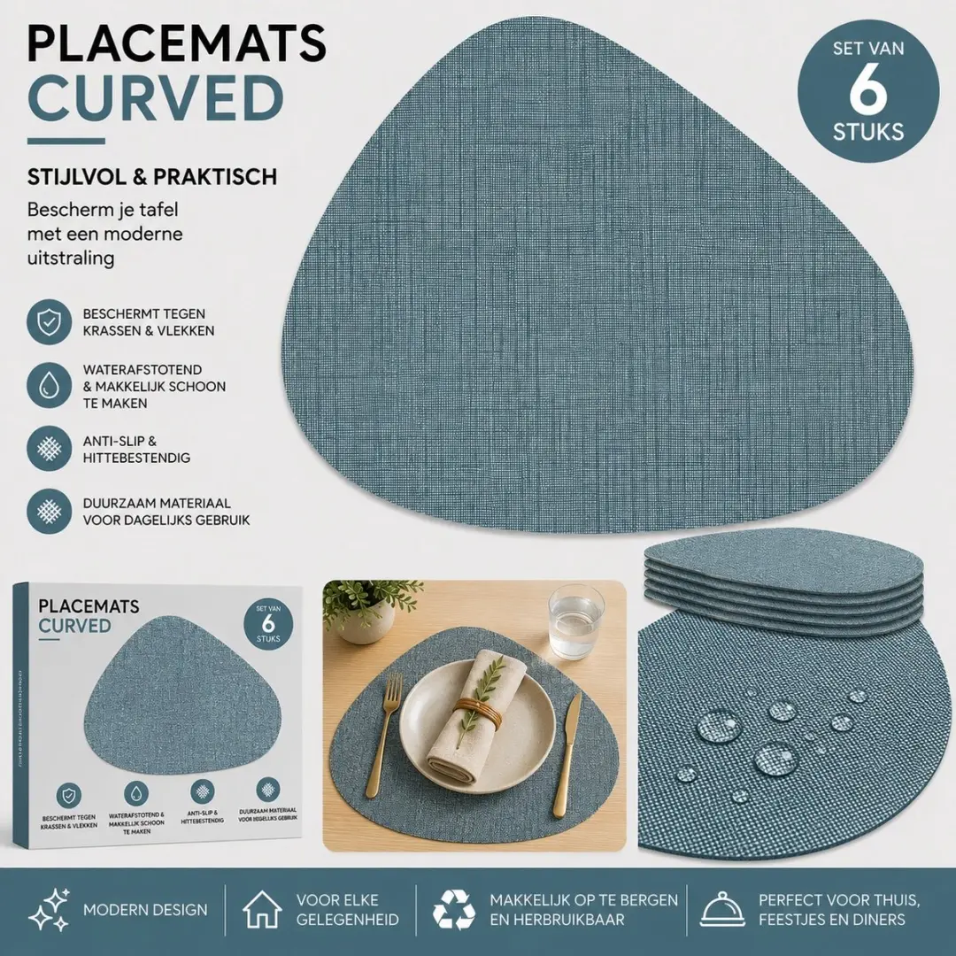 Wicotex Placemats Curved Blauw