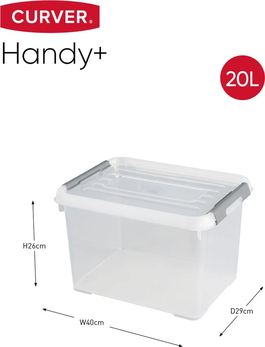 Curver Handy+ Opbergbox 20L - 3 Stuks Transparant - afbeelding 6 van 6