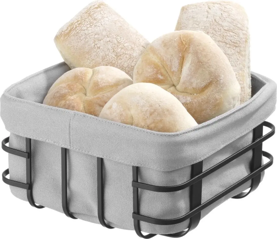 HENDI Vierkant Broodmandje 190x190x100mm - Matzwart met grijze zak - afbeelding 6 van 6