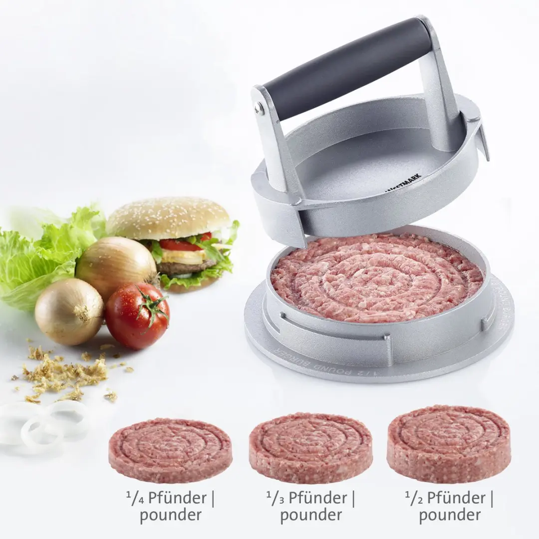 Westmark Vario Hamburgermaker - 3 Pattygroottes - Zilver/Zwart
