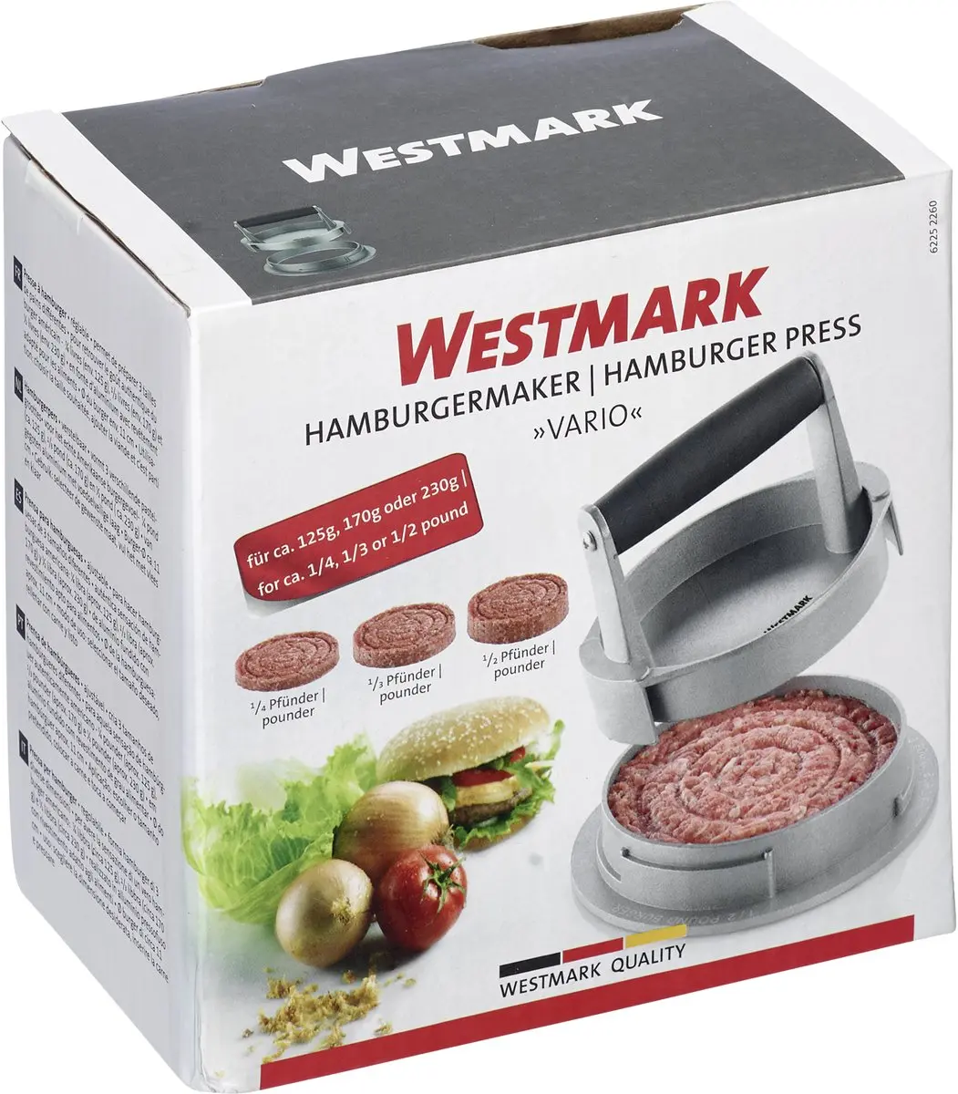 Westmark Vario Hamburgermaker - 3 Pattygroottes - Zilver/Zwart - afbeelding 6 van 6