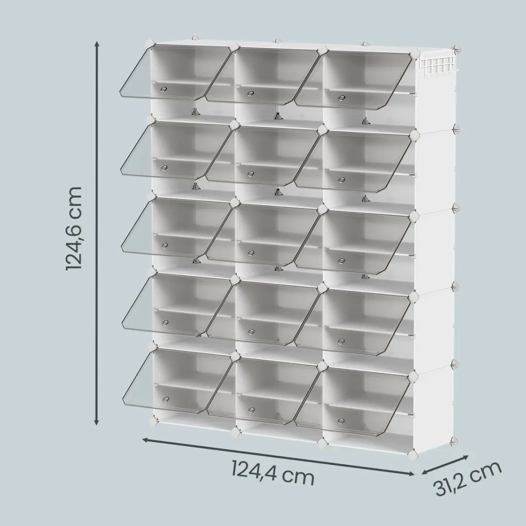 Songmics Schoenenrek LPC040WZ02 - 12 Planken Wit - afbeelding 2 van 6