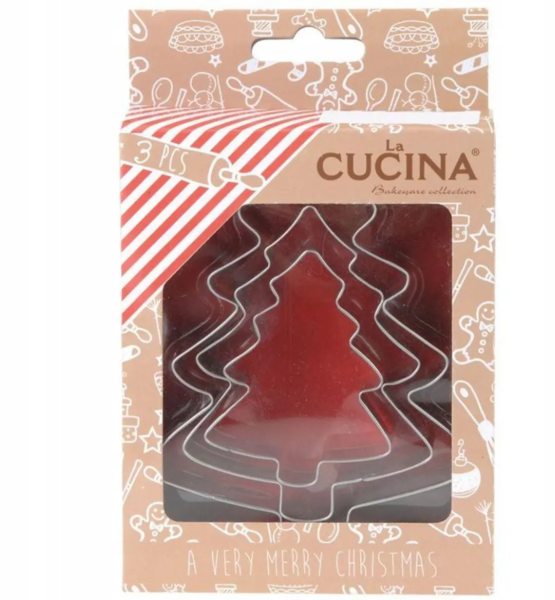 La Cucina Kerstboom Koekjesvormpjes - 3 Stuks - Roestvrij Staal - afbeelding 3 van 5