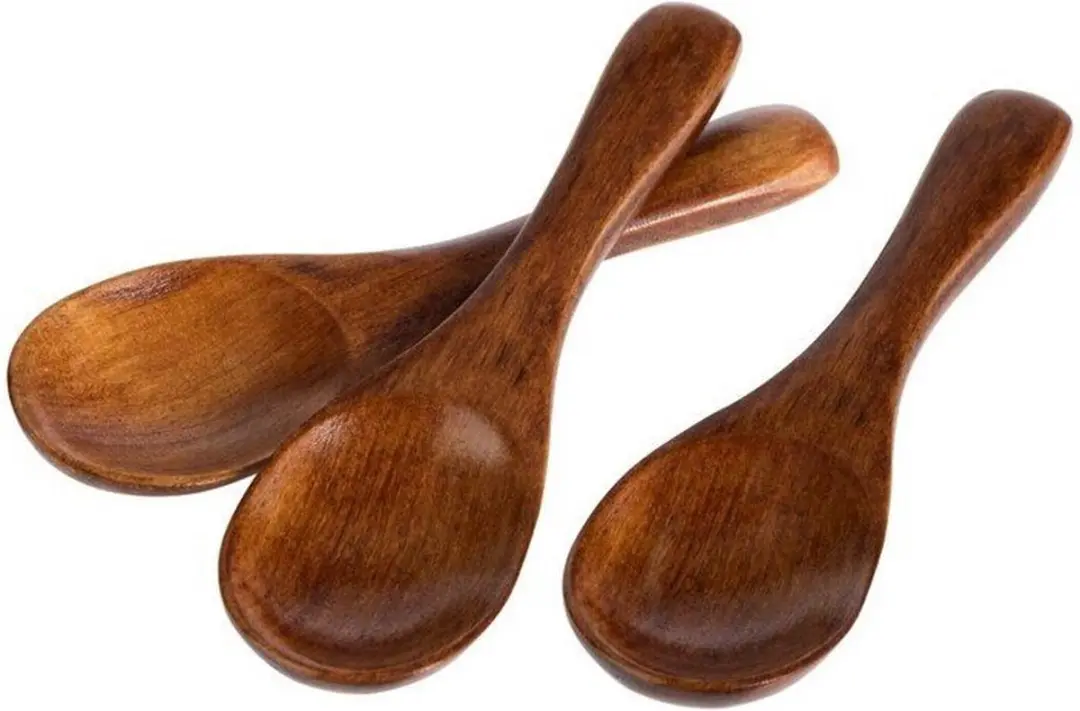 APS Moon Buffetset - 3 Houten Lepels & 3 Melamine Kommen 80mm - Grijs