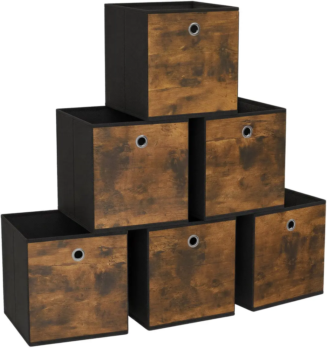 Songmics Opbergbox RFB102B01 - 6 Stuks Vintagebruin-Zwart