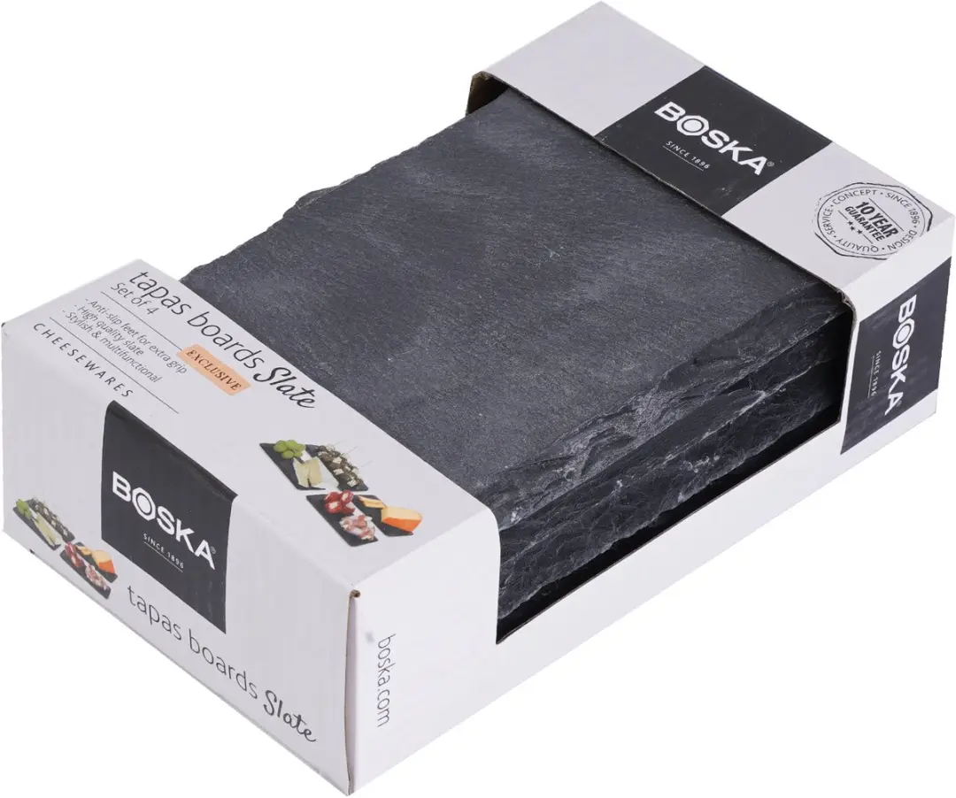 Boska Tapas Plankjes Leisteen 16x10cm - 4 Stuks - Zwart
