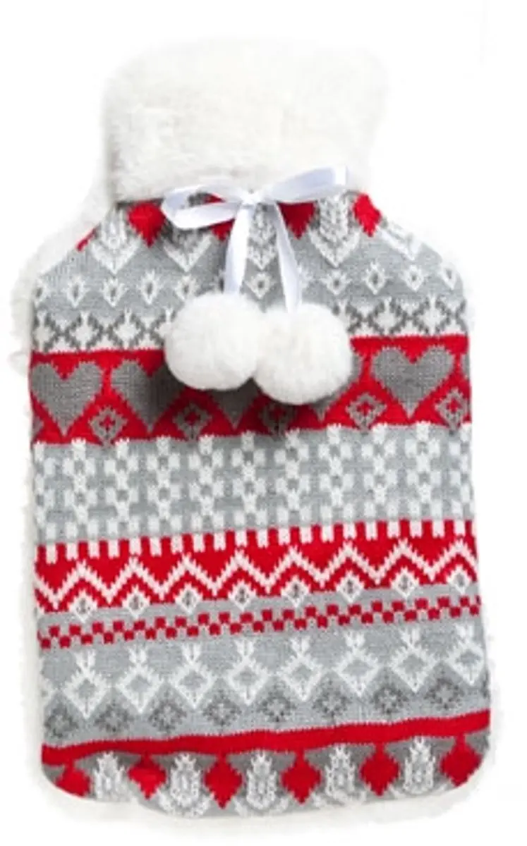 Warmwaterkruik 2l Hoes Rood-grijs 20x34