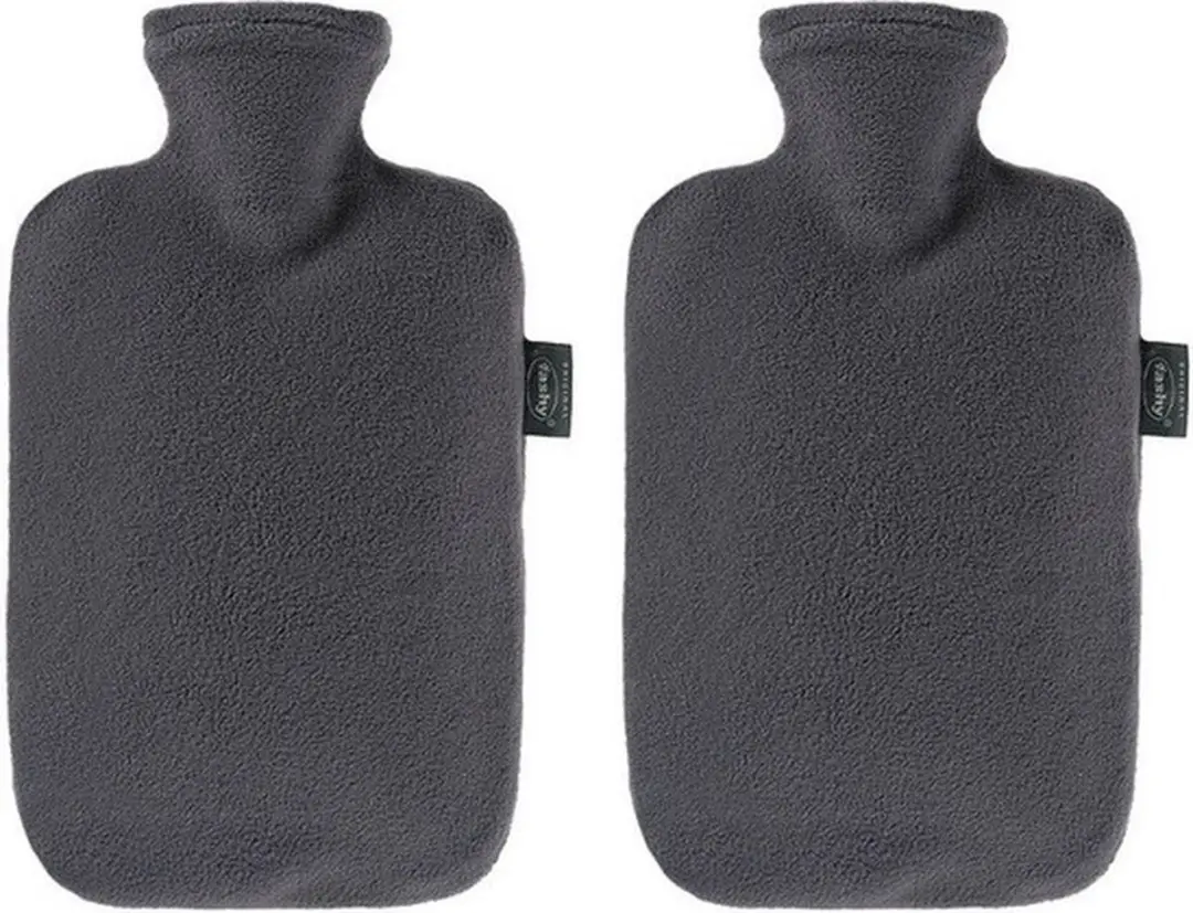 2x Kruiken met fleece hoes antraciet