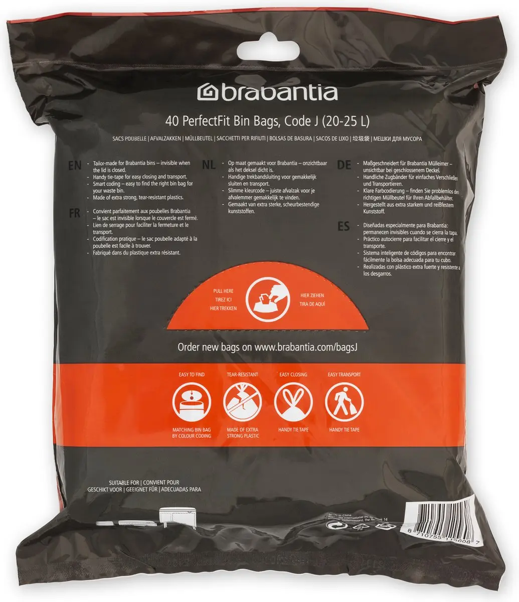 Brabantia PerfectFit Vuilniszakken 25L Code J - 40 Stuks - afbeelding 3 van 6