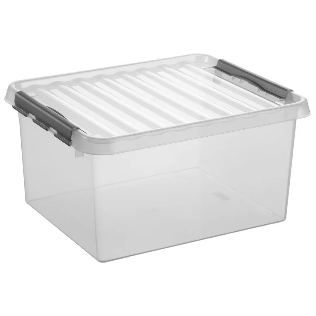 Sunware Q-Line Opbergboxen Set - 4 Stuks 15L & 36L - Transparant/Grijs