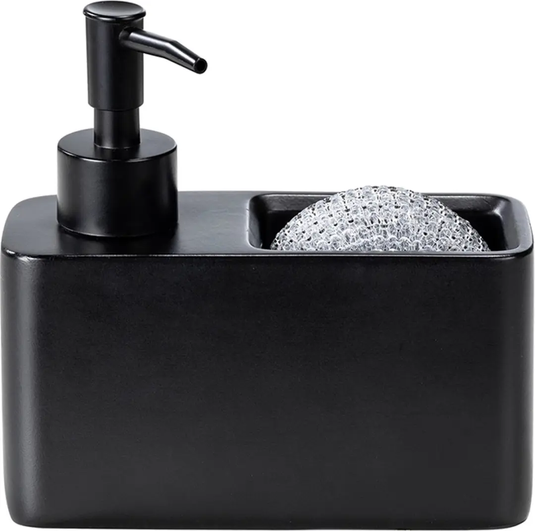 Wenko Zeepdispenser met Sponshouder 150ml - Zwart