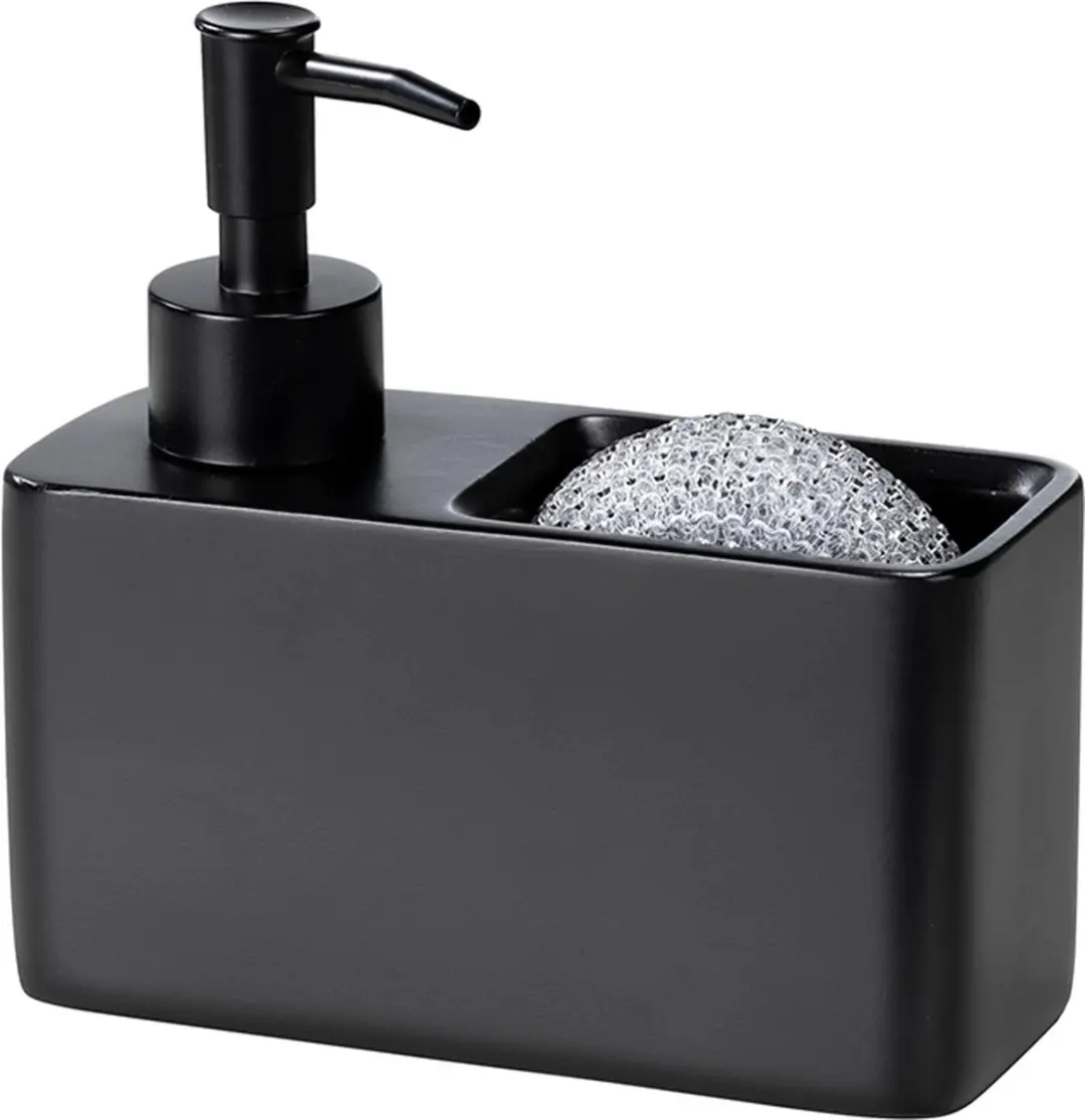 Wenko Zeepdispenser met Sponshouder 150ml - Zwart