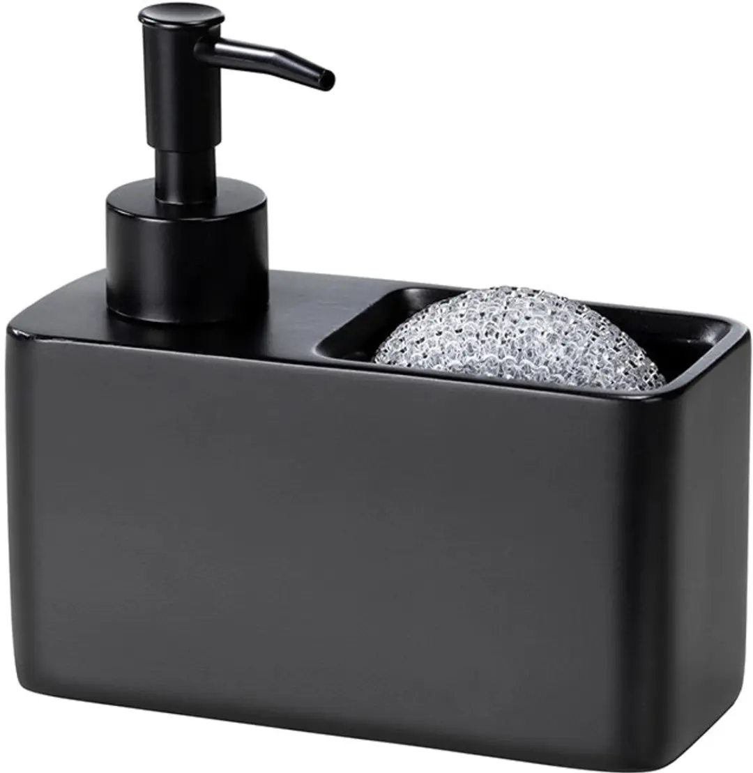 Wenko Zeepdispenser met Sponshouder 150ml - Zwart