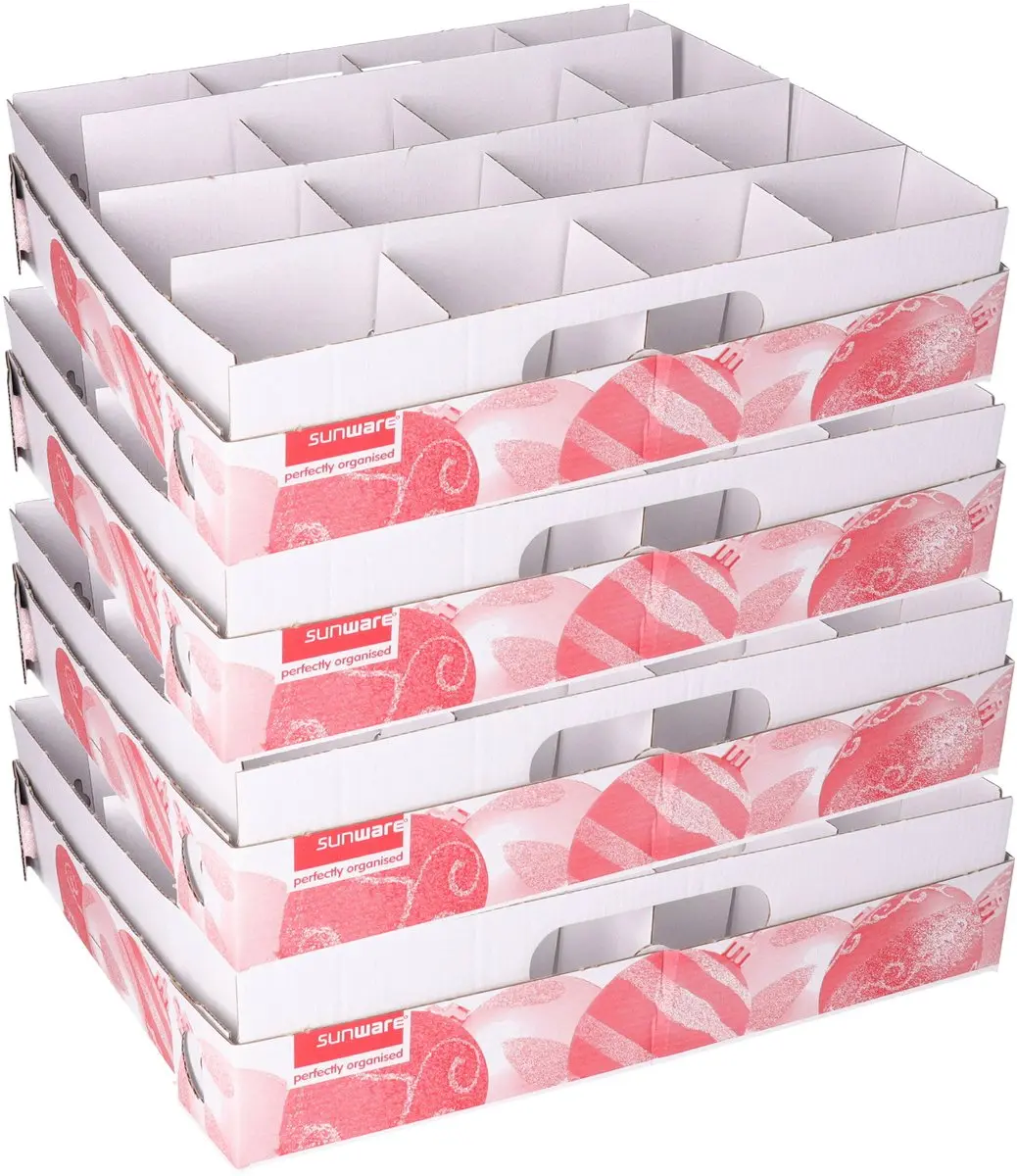 Sunware Nesta Kerstballen Opbergbox 45L - 64 Stuks - 46x36x36cm - Rood/Transparant