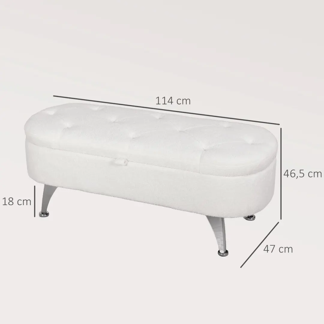 Homcom Sitzbank - 114x47x46,5cm - Cremewit