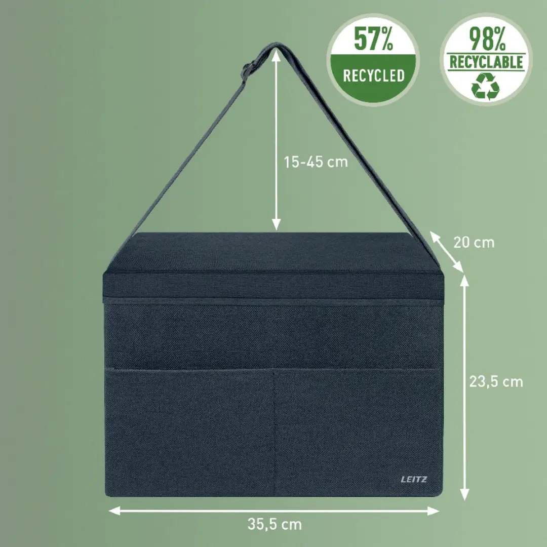 Leitz Stoffen Hot Desking Opbergtas 18.5L - 3 Vakken - Laptop tot 14" - Fluweel grijs