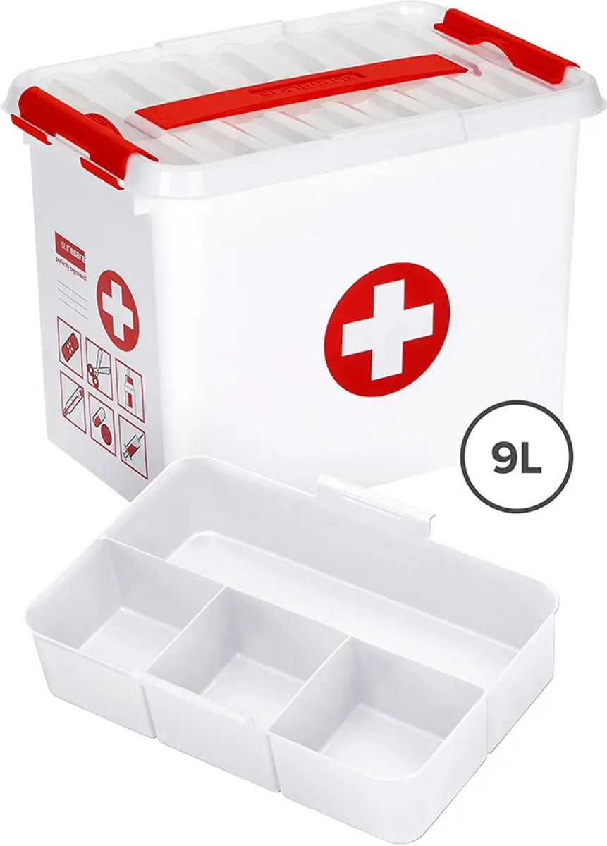 Sunware Q-line EHBO Opbergbox 9L - 30x20x22cm - Rood