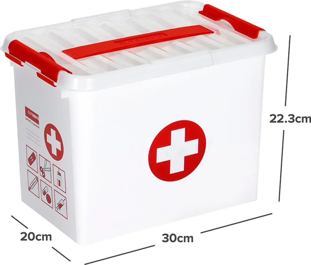 Sunware Q-line EHBO Opbergbox 9L - 30x20x22cm - Rood