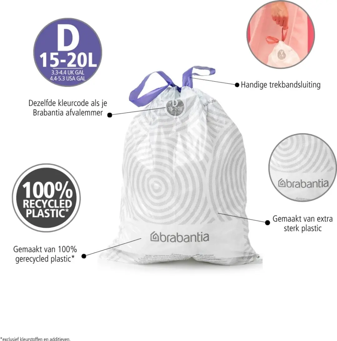 Brabantia PerfectFit Vuilniszakken Code D 120 Stuks