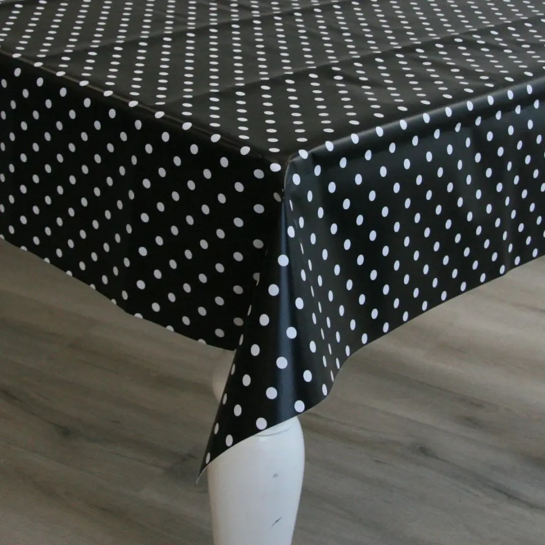 Bellatio Design Tafelzeil 140x250cm - Polkadot - Zwart/Wit