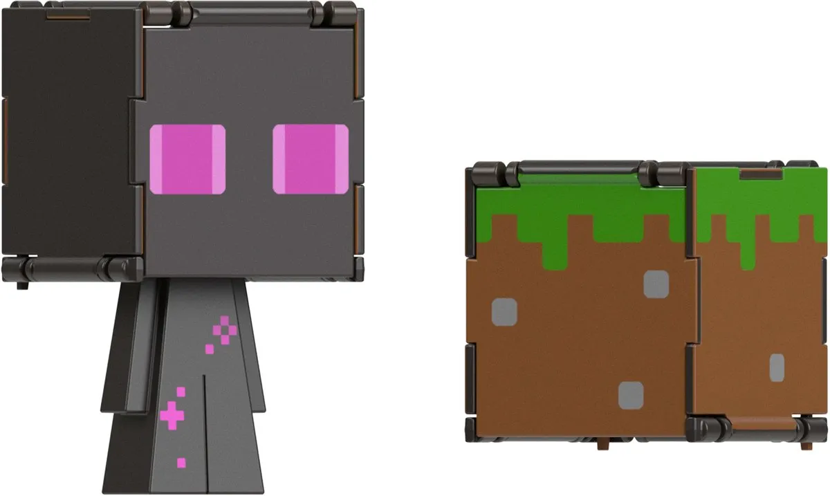 Mattel Minecraft Flippin Action Figure Enderman & Grass Block - HTL53 - Multi