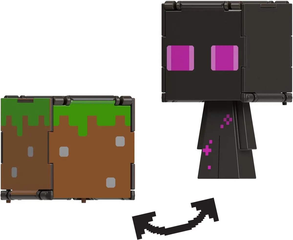 Mattel Minecraft Flippin Action Figure Enderman & Grass Block