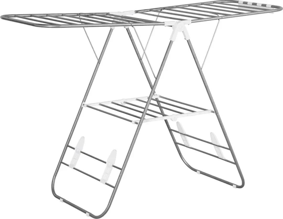 Homcom Inklapbaar Wasrek 850-121 - Roestvrij Staal - Zilver/Wit