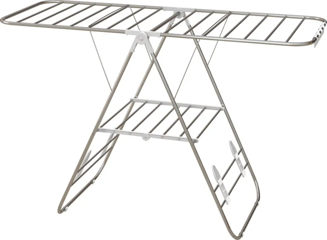 Homcom Inklapbaar Wasrek 850-121 - Roestvrij Staal - Zilver/Wit