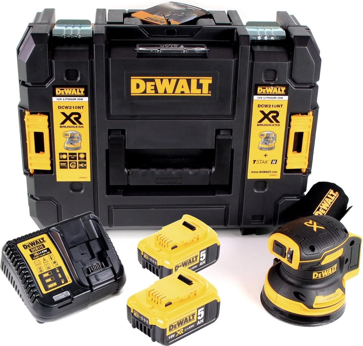 DeWalt DCW210P2 Excentrische Schuurmachine 18V - 2x 5,0Ah + Snelader - afbeelding 3 van 5