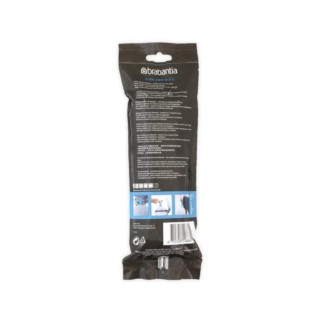 Brabantia PerfectFit Afvalzakken 5L Code W - 20 Stuks