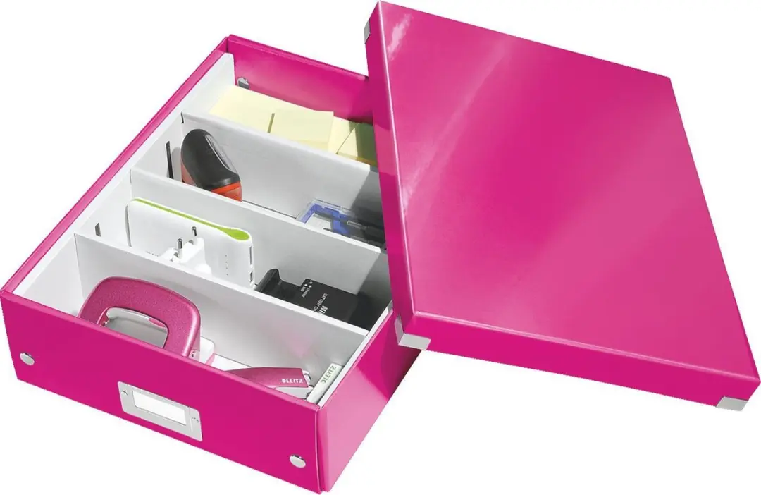 Leitz Wow Click & Store Opbergdoos Roze - 15L - 3 Vakken