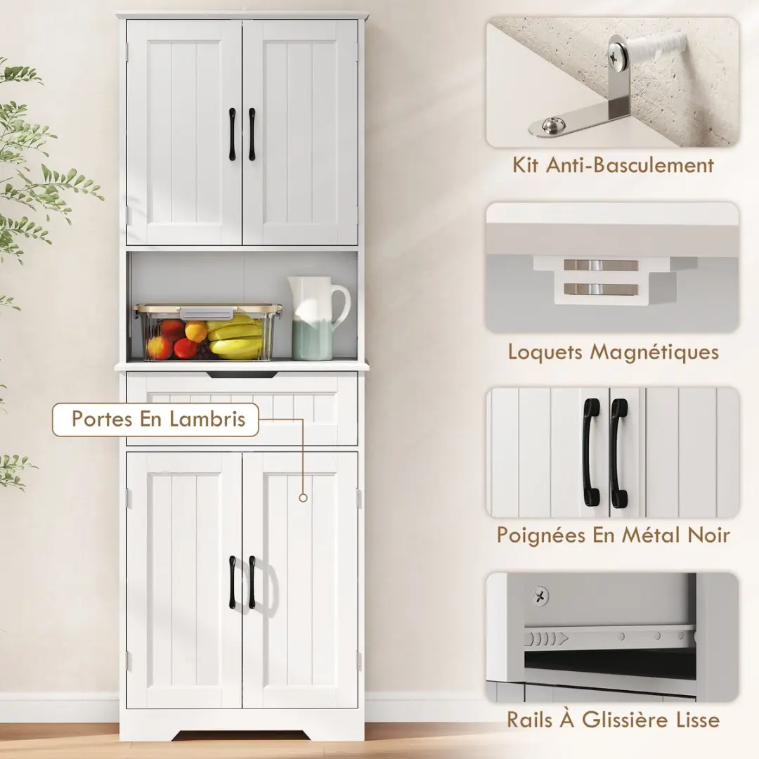 Homcom Keukenkast 60x30x172cm Wit