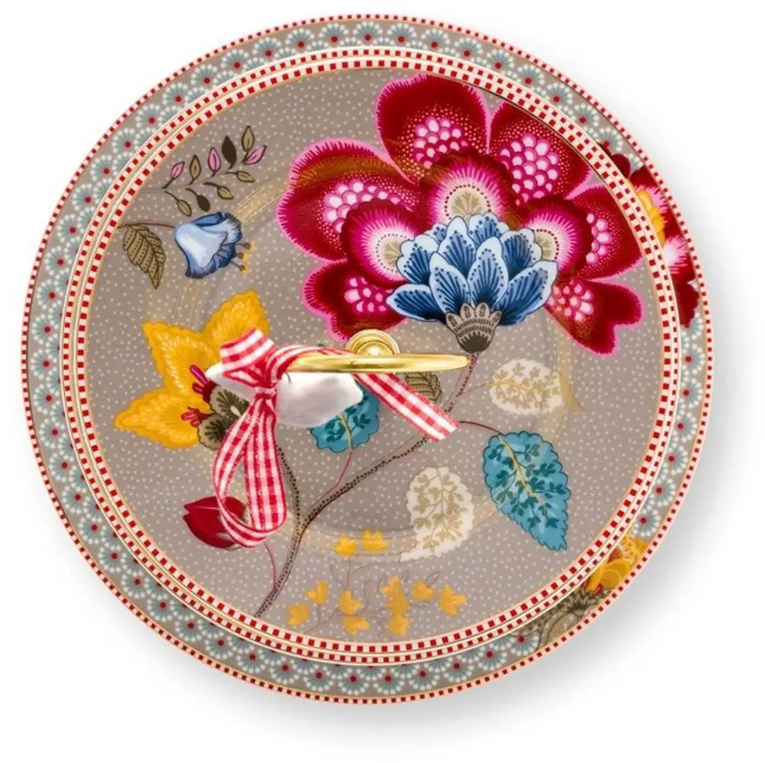 Pip Studio Taartstandaard Blooming Tales 3 Lagen - Khaki - Ø17-21-26,5cm