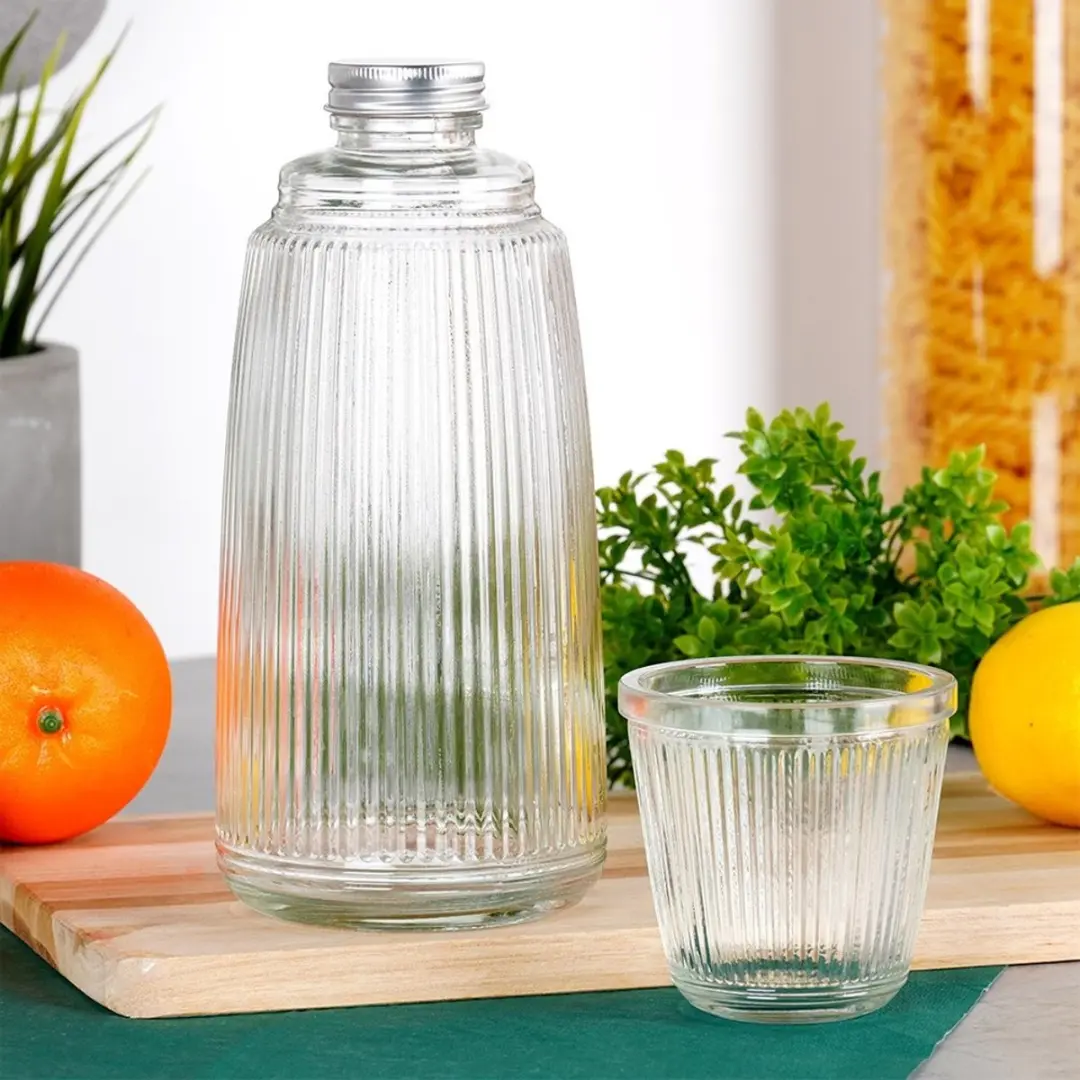 Excellent Houseware Glazen Karaf & Glas Set 1L - Transparant