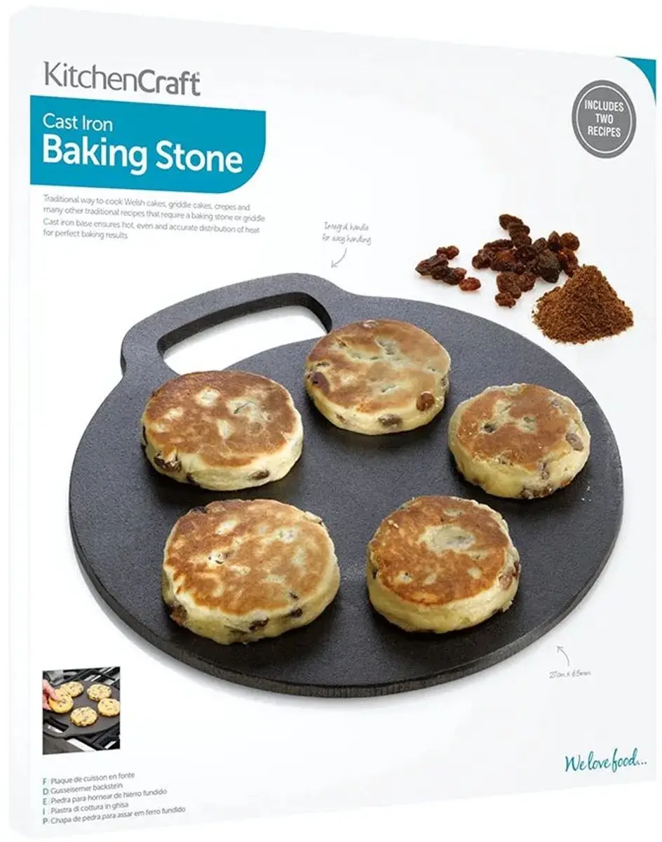 KitchenCraft Pizzasteen 27cm Gietijzer - Antiaanbaklaag