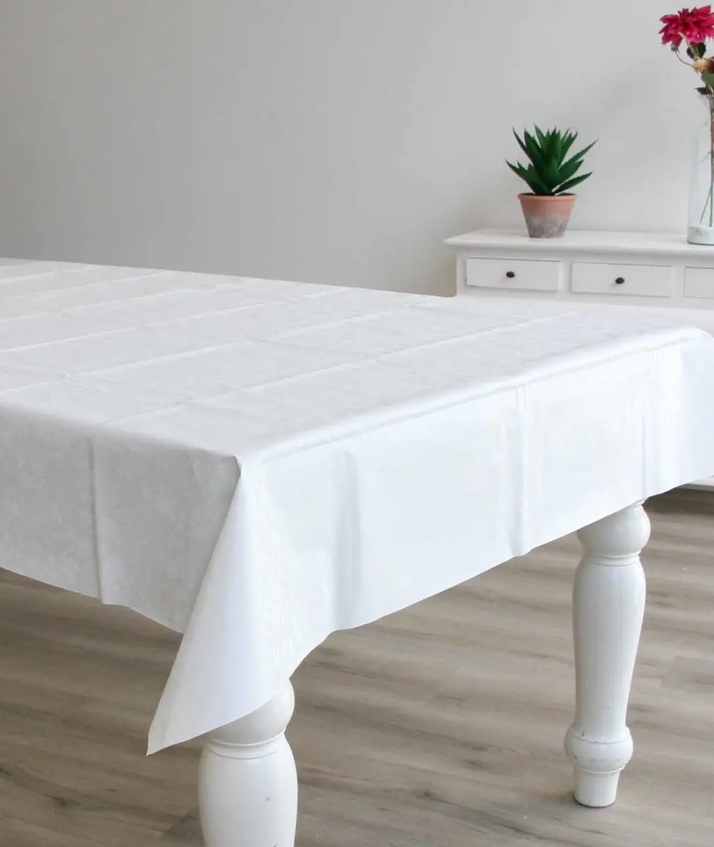 Bellatio Design Tafelzeil Wit Bloemenmotief 140x180cm