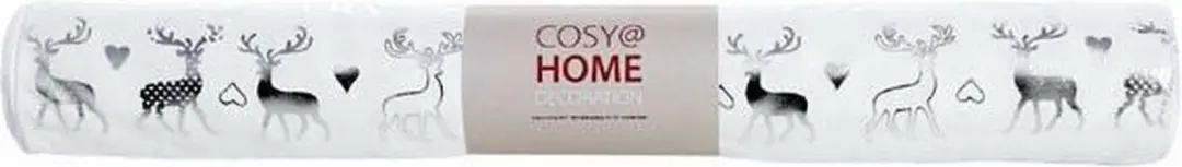 Cosy&Trendy Kerst Tafelloper Hert Wit 200x40cm