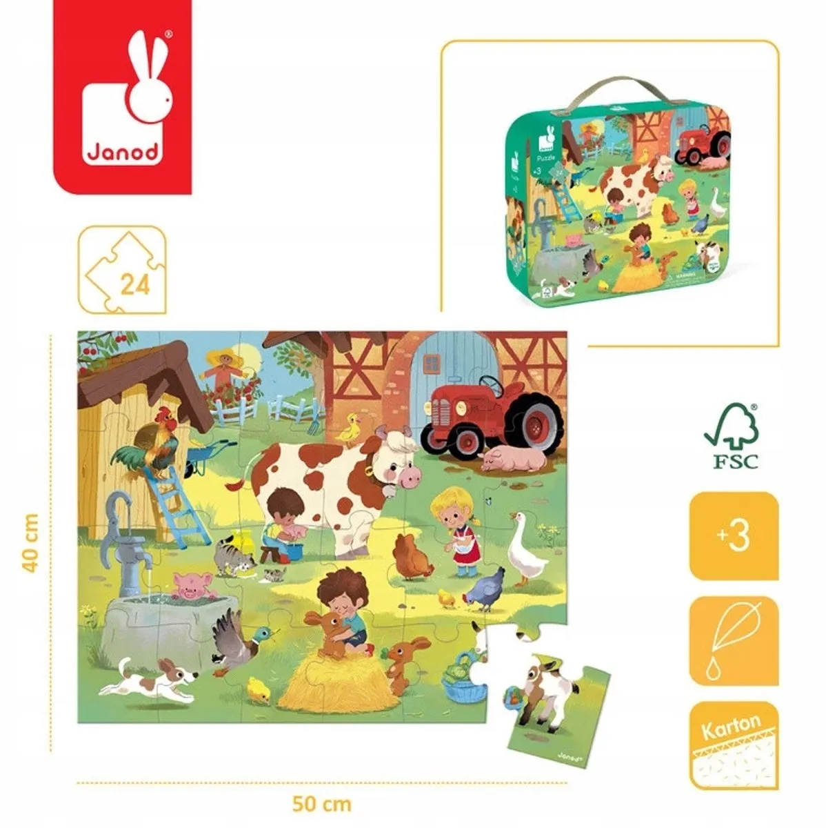 Janod Boerderij Puzzel 24 Stuks - Meerkleurig