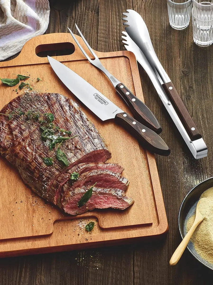 Tramontina BBQ Set 3-delig - Zilver/Bruin