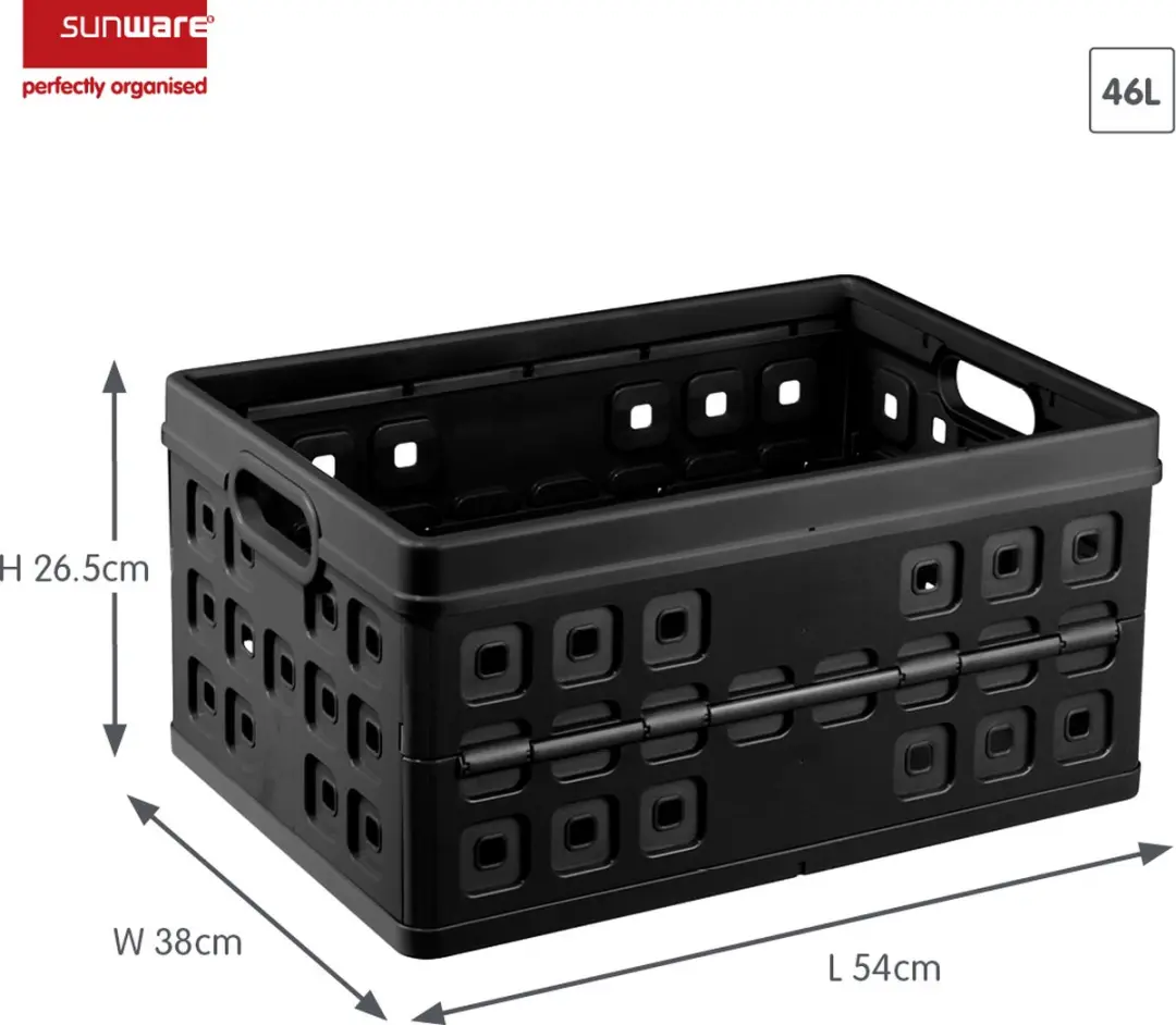 Sunware Square Vouwkrat 46L - 54x38x26.5cm Zwart
