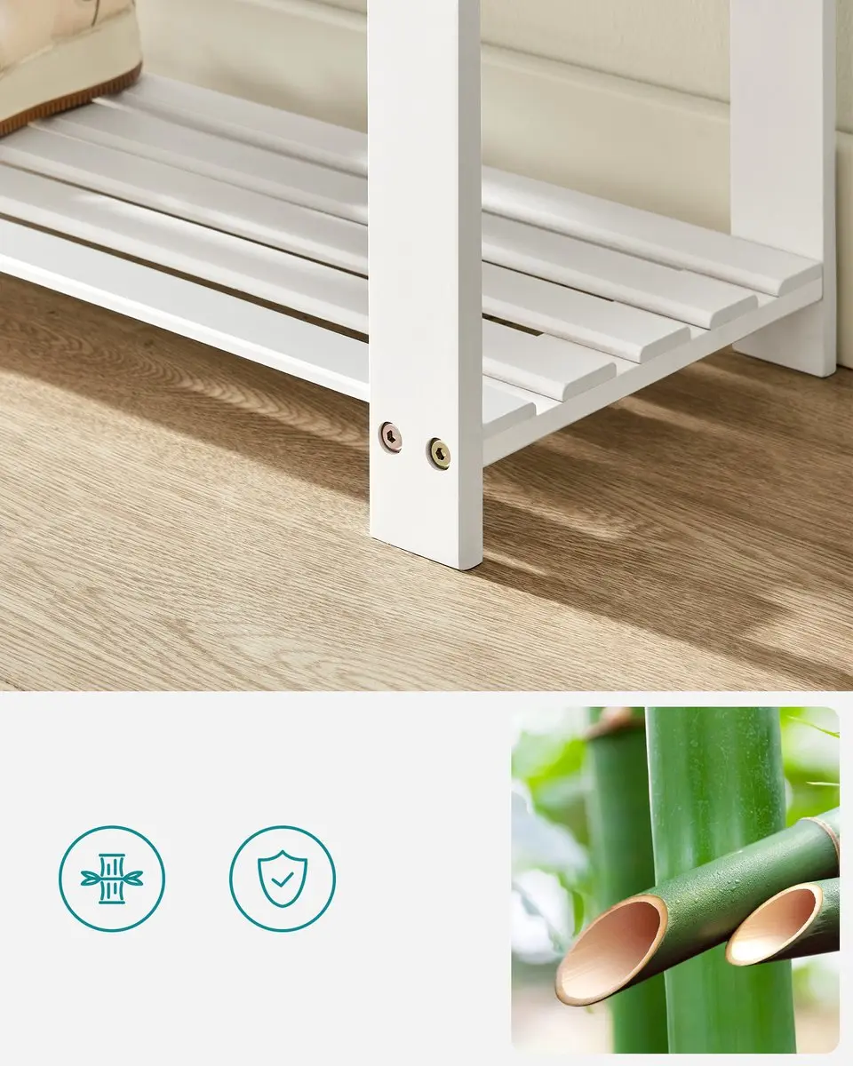 Songmics Bamboe Schoenenbank 3-Lagen - 136 kg - Cloud White/Slate Gray