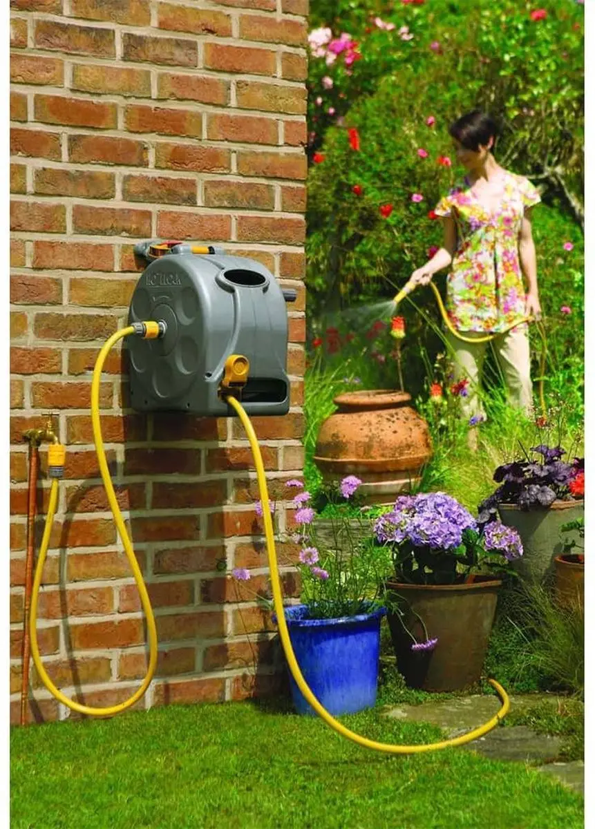 Hozelock Compact Reel 2-in-1 Slanghaspel 25m - Grijs/Geel