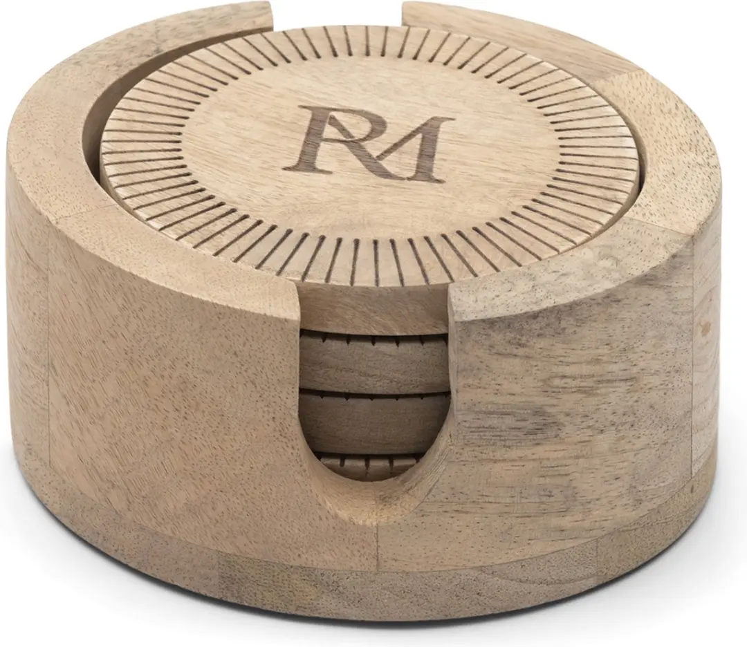 Riviera Maison Isola Houten Onderzetters 4 Stuks - 13cm - Naturel