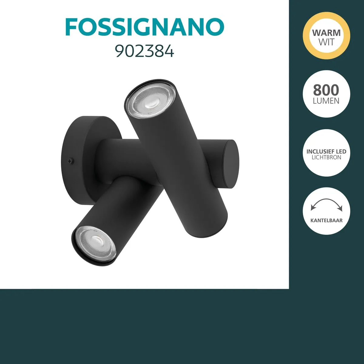 Eglo Fossignano Wandlamp Buiten LED 25.3cm - Zwart - afbeelding 6 van 6