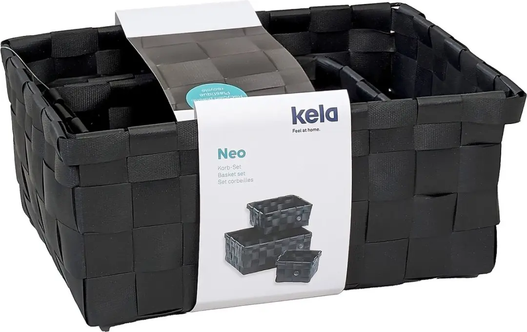 Kela Neo Mand Set 3 Stuks - Polypropyleen - Zwart