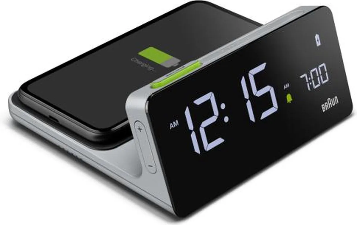 Braun BC21G Digitaal Wekker - Qi - LCD - Grijs/Zwart - afbeelding 3 van 5