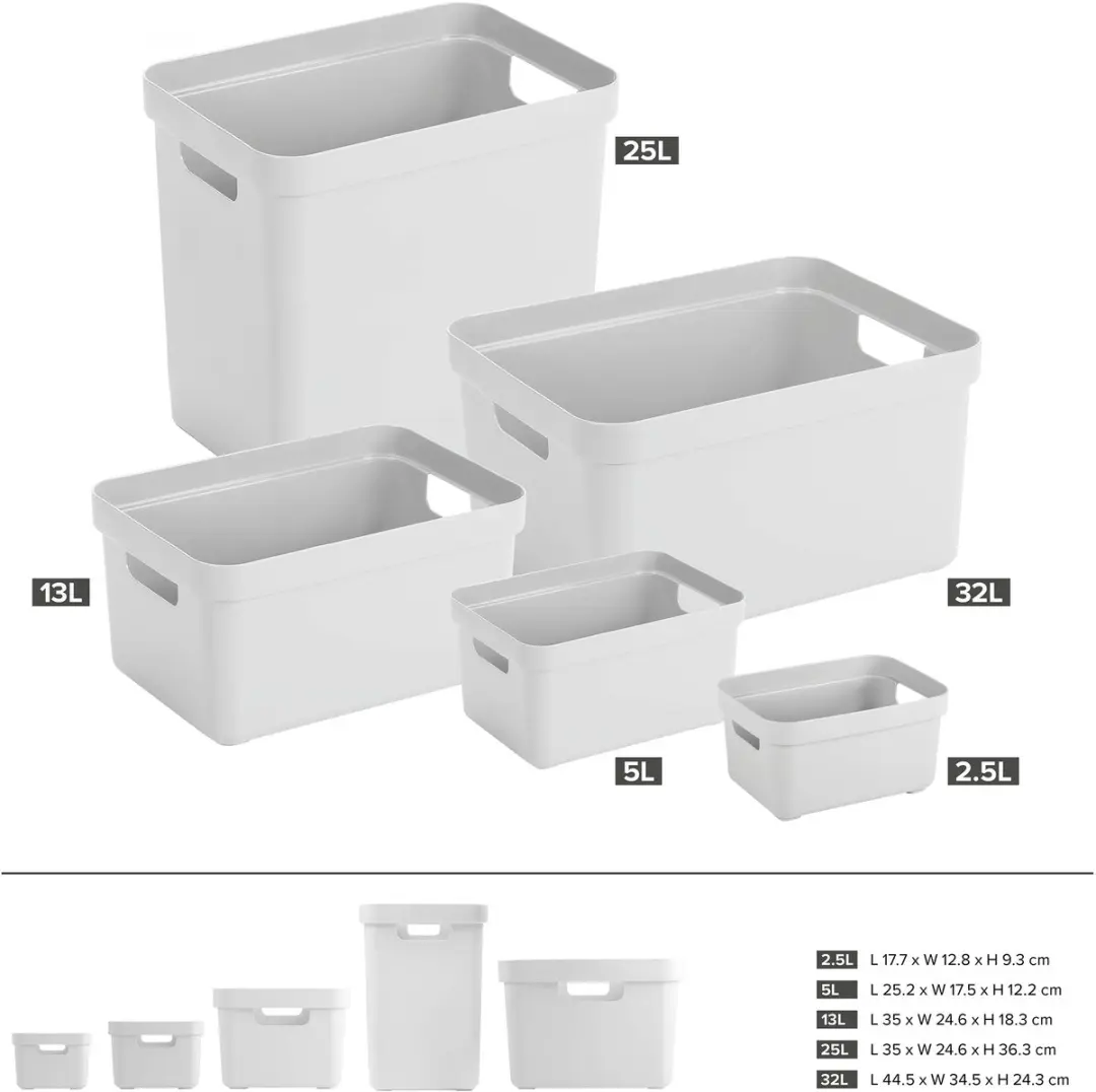 Sunware Sigma Opbergbox 5L - Wit - Set van 6