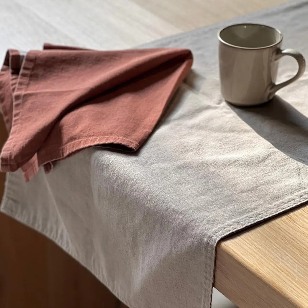 Dutch Rose Linen Tafelloper 40x150cm - Terracotta-Beige